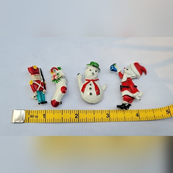 Vintage Iron enamel handpainted swing back lapel pin brooch 1920s-40s Christmas - Picture 9 of 9